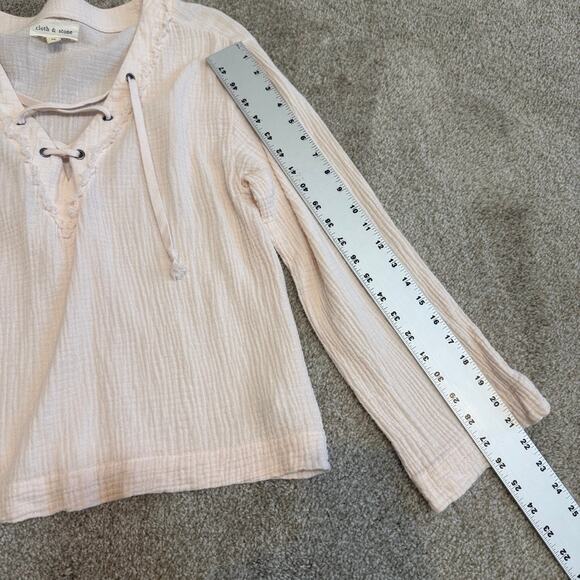 Anthropologie Cloth & Stone medium gauze lattice lace front tie top TLS1 2739 - Picture 5 of 11